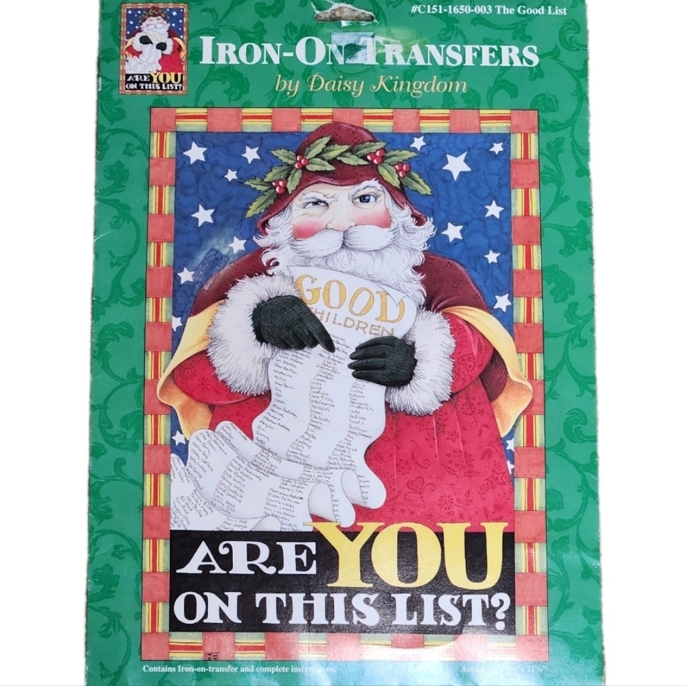 Vintage Daisy Kingdom Iron-On Transfer — “The Good List” — Santa Christmas 🎄✨